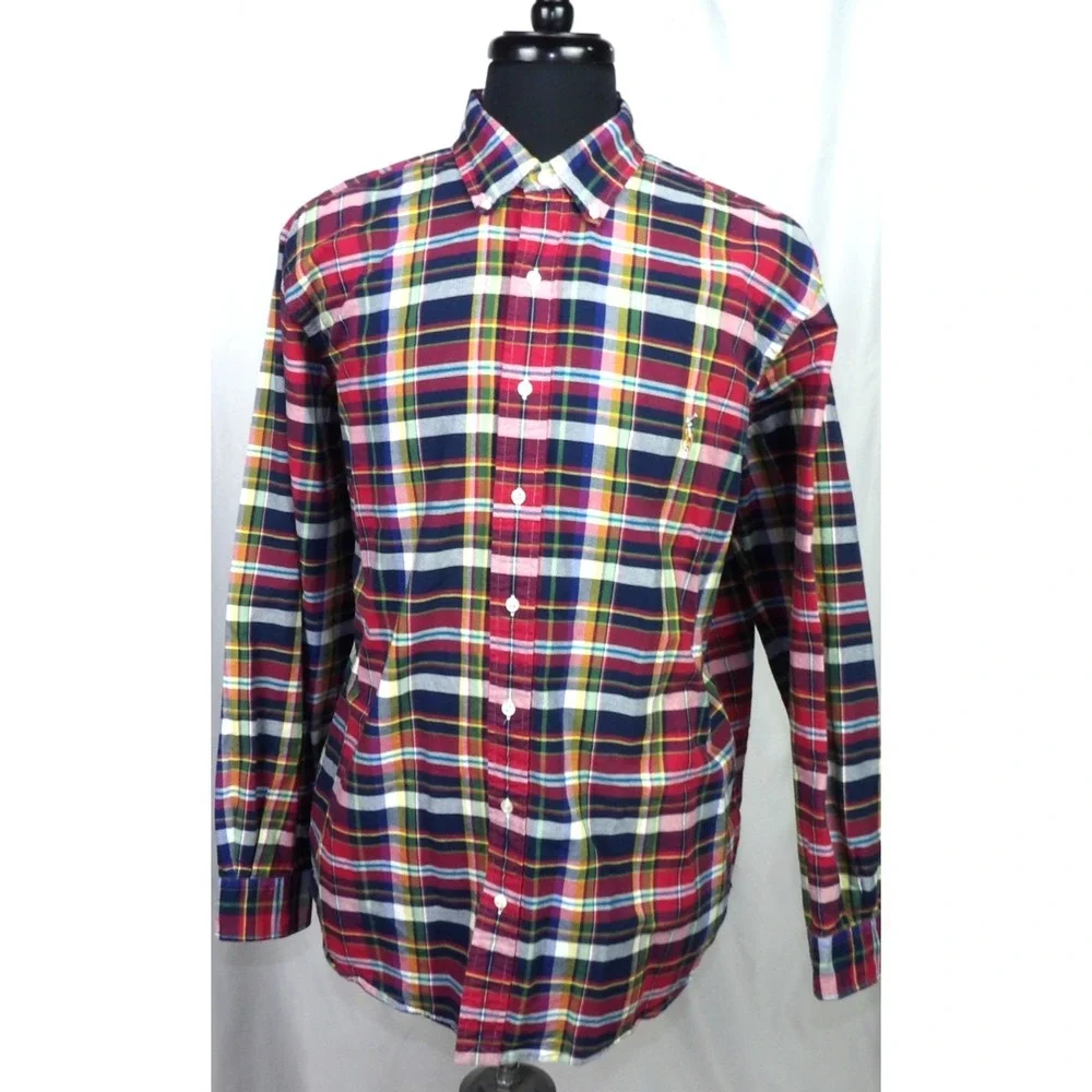 Polo Ralph Lauren Long Sleeved 100% Cotton Plaid Button Up‎ Shirt Men's XL Big
